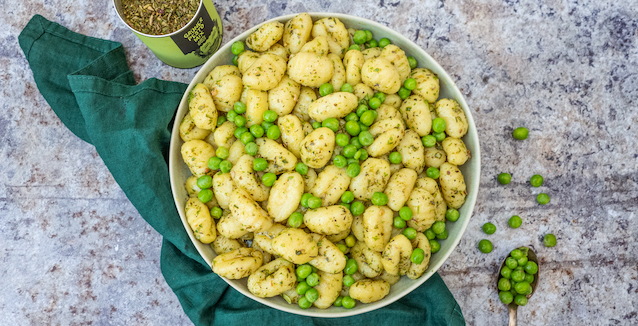 Gnocchi mit Pesto und Erbsen gewürzt mit dem Grünen Pesto Gewürz 